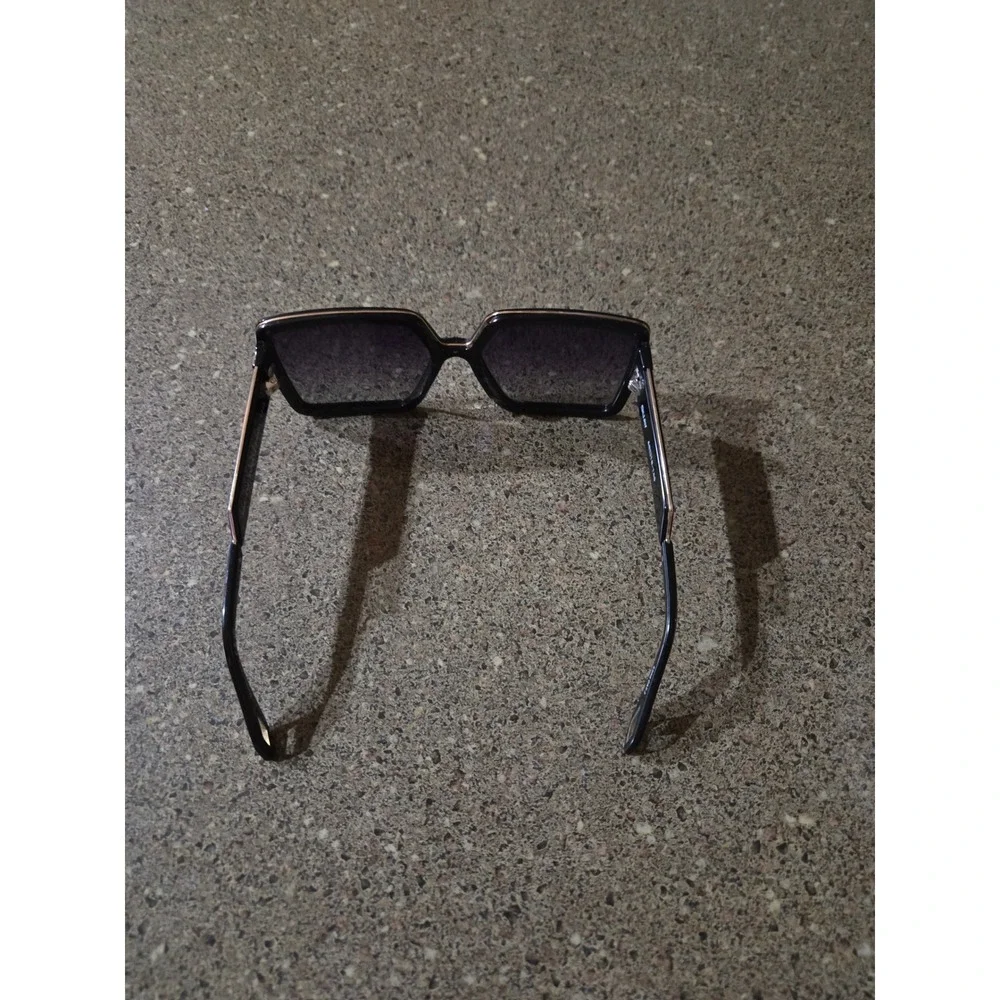 Quay Australia Black & Gold‎ Almost Ready Square Frame Polarized Sunglasses